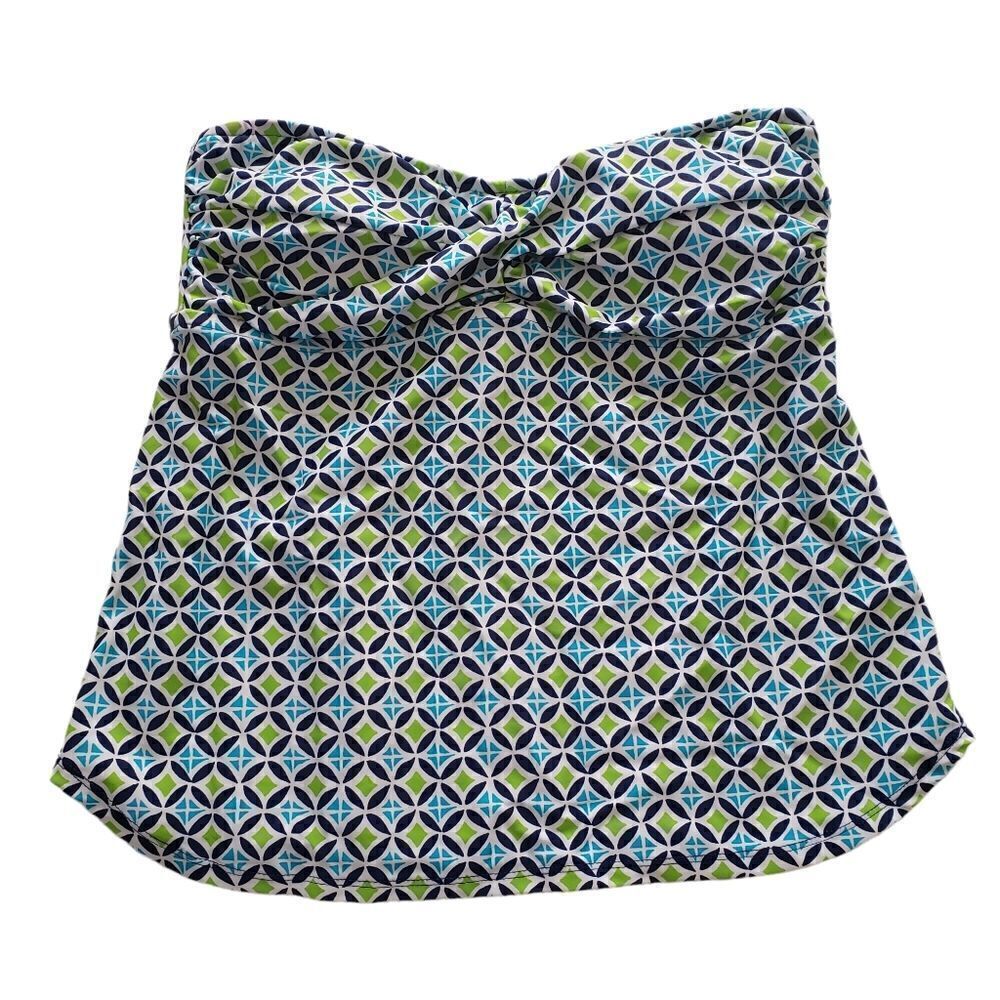 STYLUS Geo Print Strapless Swim Top MEDIUM